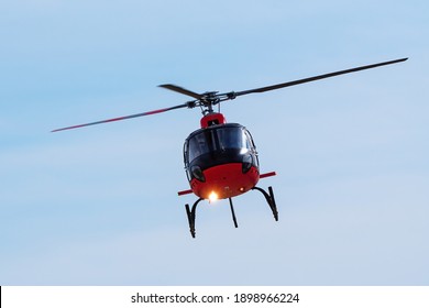 CENTENNIAL, USA-OCT 17: Saberair Helicopter Lands On October 17, 2020 At Centennial Airport Near Denver, Colorado. This Airport Is One Of The Busiest General Aviation Airports In USA