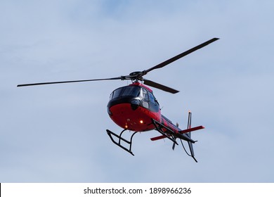 CENTENNIAL, USA-OCT 17: Saberair Helicopter Lands On October 17, 2020 At Centennial Airport Near Denver, Colorado. This Airport Is One Of The Busiest General Aviation Airports In USA