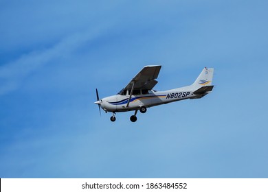 CENTENNIAL, USA-OCTOBER 17: Cessna Plane Flies On October 17, 2020 At Centennial Airport Near Denver, Colorado. This Airport Is One Of The Busiest General Aviation Airports In The United States.