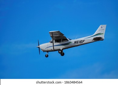 CENTENNIAL, USA-OCTOBER 17: Cessna Plane Flies On October 17, 2020 At Centennial Airport Near Denver, Colorado. This Airport Is One Of The Busiest General Aviation Airports In The United States.