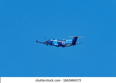 CENTENNIAL, USA-OCTOBER 17: Children's Hospital Colorado Plane Flies On October 17, 2020 At Centennial Airport Near Denver, Colorado. This Airport Is One Of The Busiest General Aviation Airports In US