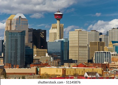 Center of Calgary's Downtown, CN-Tower and skyscrapers