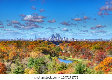 Center City Philadelphia Skyline With Fall Colors