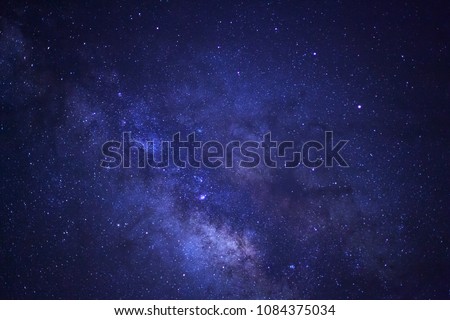The center of milky way galaxy with cloud and space dust in the universe, Long exposure photograph, with grain.