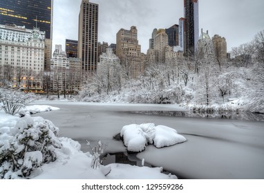 Central After Snow Storm With View Of Plaza Hotel