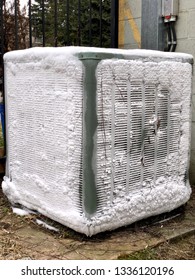 Central Air Conditioner Frozen Iced Heat Stock Photo 1336120196