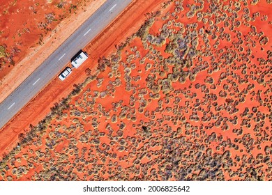 Central Australia aerial view of the dry red outback country
