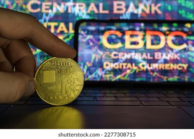 Central bank digital currency coin. CBDC is new generation digital money. High quality photo