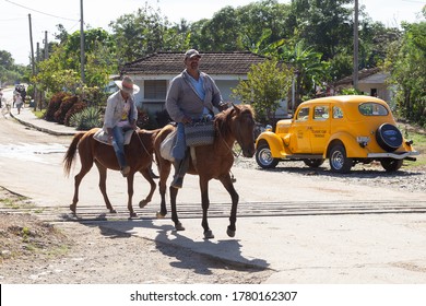 Central Cuba 20.12.2018 Horse And Rider In The Streets Of Cuban Town