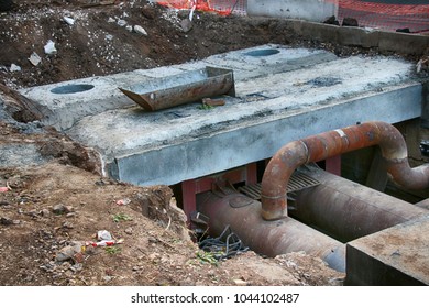 Central Heating Supply Line Under Reconstruction In The Summer City Street