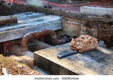 Central Heating Supply Line Under Reconstruction In The Summer City Street