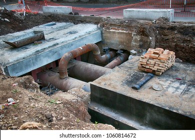 Central Heating Supply Line Under Reconstruction In The Summer City Street