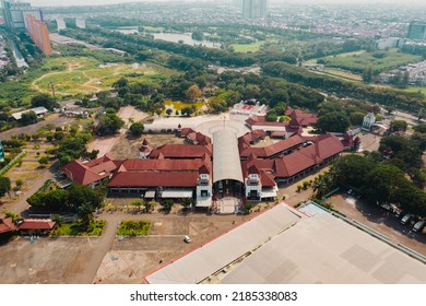 Central Jakarta - Indonesia, April 16 2022. Aerial View Of Gambir Expo  In Jakarta International Expo Complex Gambir Expo