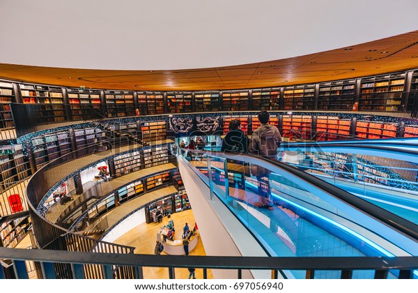 Central Library of Birmingham, England, UK -\
Public Library interior