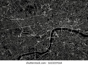 Central London Map Of Roads In Black And White