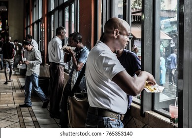 Central Market, Port Louis, Mauritius, May 2, 2017: Inside The Central Market, Some People Having Quick Lunch.