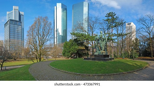 Central Park In Frankfurt. Panoramic View