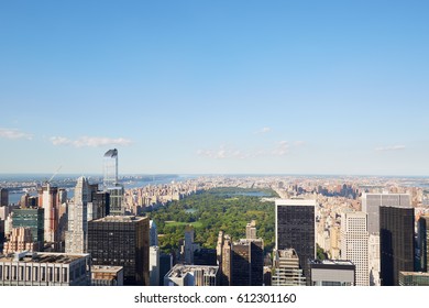 Central Park, High Angle View In New York In A Clear Sunny Day