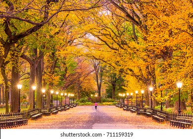 Central Park at The Mall in New York City during autumn.