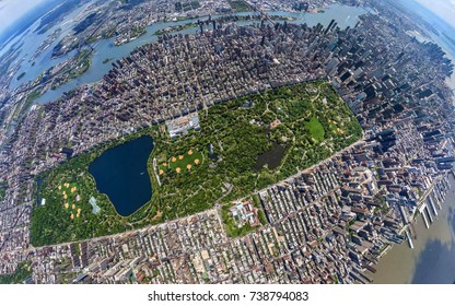 Central Park Manhattan New York Aerial View From Top Position