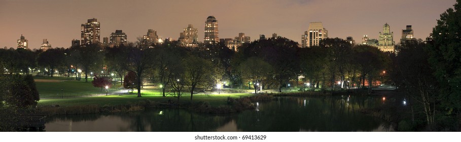  Central Park In NYC Taken At Night.