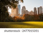 Central Park with Skyline in Autumn