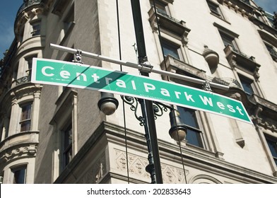 Central Park West street sign in New York City.