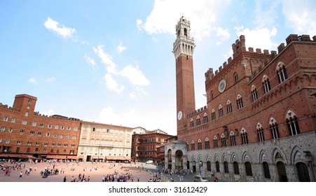 Central Plaza In Siena Where The Horse Races Take Place