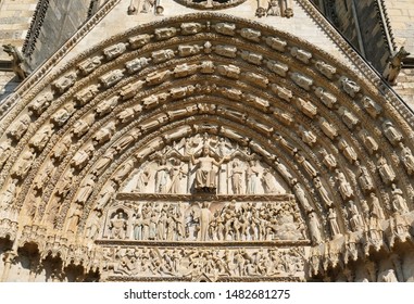 Central porch tympanum of cathedral Saint Etienne in Bourges, Cher, France - Powered by Shutterstock