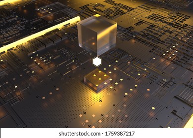 A central processing unit (CPU). 3d rendering futuristic circuit board background
