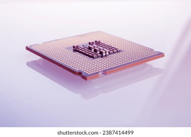 Central processing unit CPU computer server motherboard socket computer components isolated on white background close-up