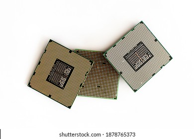 central processing unit, cpu three on white isolated background
