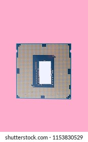 central Processor unit isolated on pink background at dry sunny day