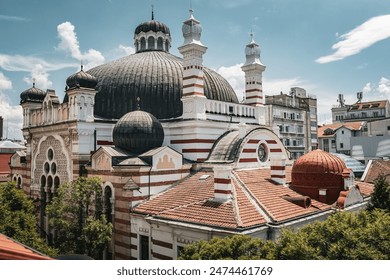 Central Synagogue of Sofia exterior view on sunny day Bulgaria