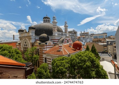 Central Synagogue of Sofia exterior view on sunny day Bulgaria