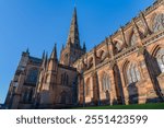 The central tower of Lichfield cathedral looking west with the south transept and dean