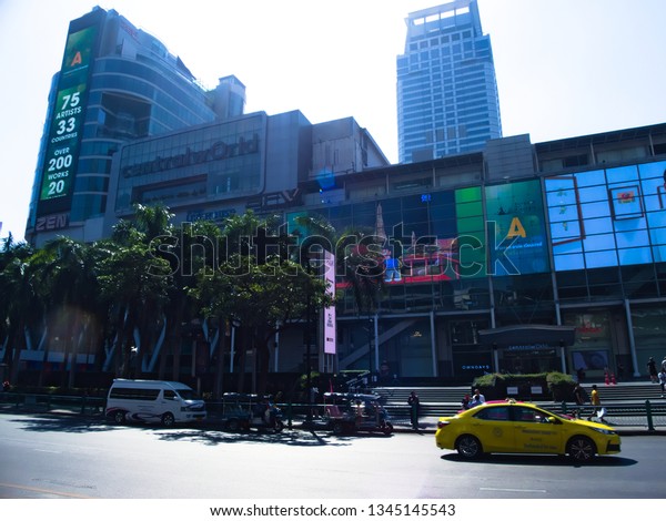 Central World BANGKOK\
THAILAND-12 MARCH 2019:Central World Trade Center Luxury hotels and\
restaurants are a must for any traveler.on BANGKOK THAILAND-12\
MARCH 2019.