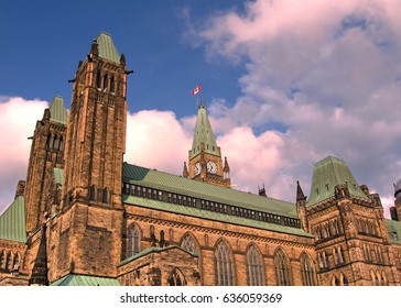Centre Block Of Canadian Parliament In Ottawa, Canada, May 18, 2008