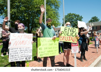 Centreville, MD/USA - June 13, 2020: Small Town America Joins The Black Lives Matter Cause As People Demonstrate In Centreville, Maryland.