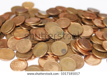 Cents Cents Of Euro Money Mountains Of Cent Coins Copper Color On Cents Cents Of Euro Money Mountains Of Cent Coins Copper Color On