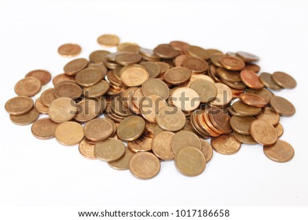 Cents Cents Of Euro Money Mountains Of Cent Coins Copper Color On Cents Cents Of Euro Money Mountains Of Cent Coins Copper Color On