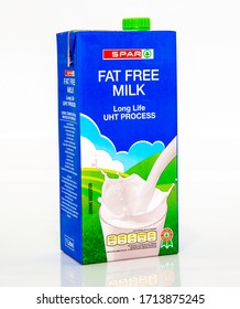 Centurion, Gauteng / South Africa - April 25 2020:  Fat Free UHT Process Long Life Milk From The Spar Supermarket.