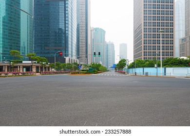 The Century Avenue Of Street Scene In Shanghai Lujiazui,China.