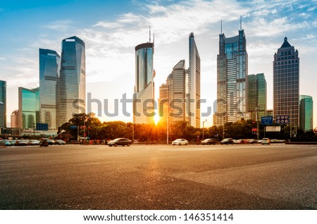 The century avenue of street scene in shanghai Lujiazui,China.