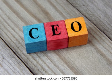 CEO Text (Chief Executive Officer) On Colorful Wooden Cubes