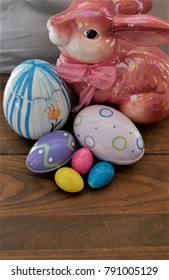 Ceramic Bunny with Easter Eggs