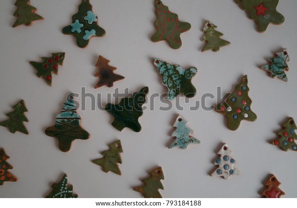 Ceramic Christmas Decorations Handmade On White Stock Photo Edit Now 793184188