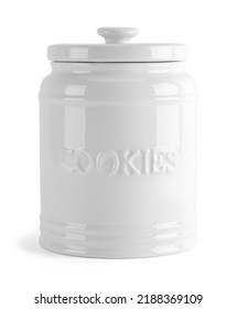 Ceramic Cookie Jar Cut Out On White.