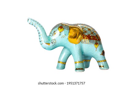 Ceramic Elephant Souvenir From Thailand Isolated On White