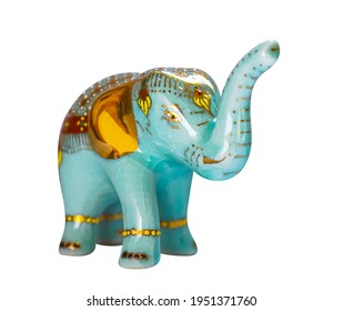 Ceramic Elephant Souvenir From Thailand Isolated On White